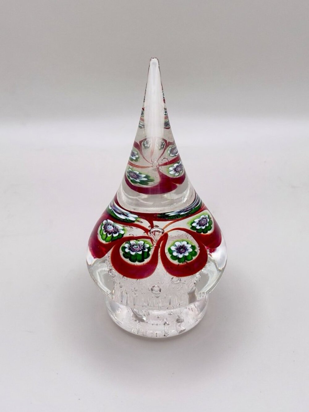 Vintage Murano Glass Christmas Tree Paperweight Millefiori Art 6โ Teardrop